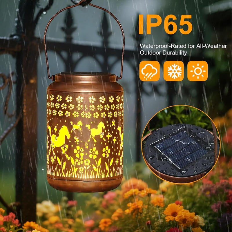 Buwheekoki Horse Solar Lantern Outdoor Horse Decor Garden Decor Waterproof Light Hanging Solar Lights Yard Decor, Christmas Gifts, Gifts for Women, Gifts for Mom, Gifts for Grandma, Horse Gifts - Image 4